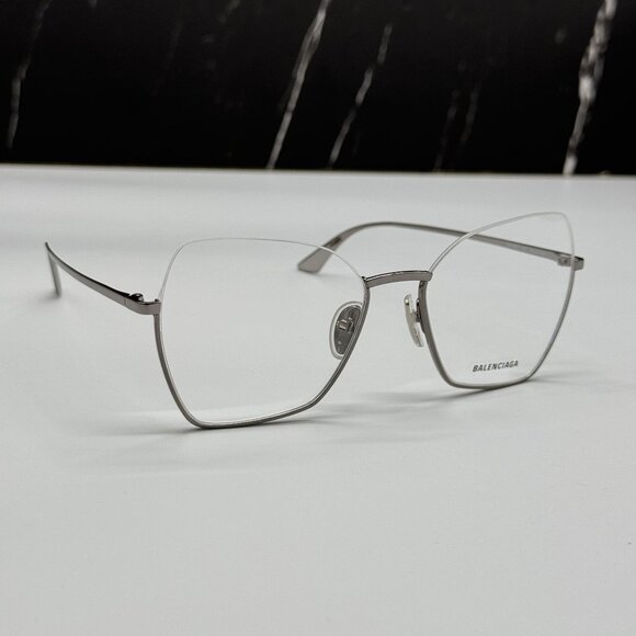 NEW BALENCIAGA BB0142O 001 BUTTERFLY SILVER WOMEN EYEGLASSES BALENCIAGA - Picture 4 of 11